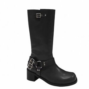 Black biker Buckle Boots